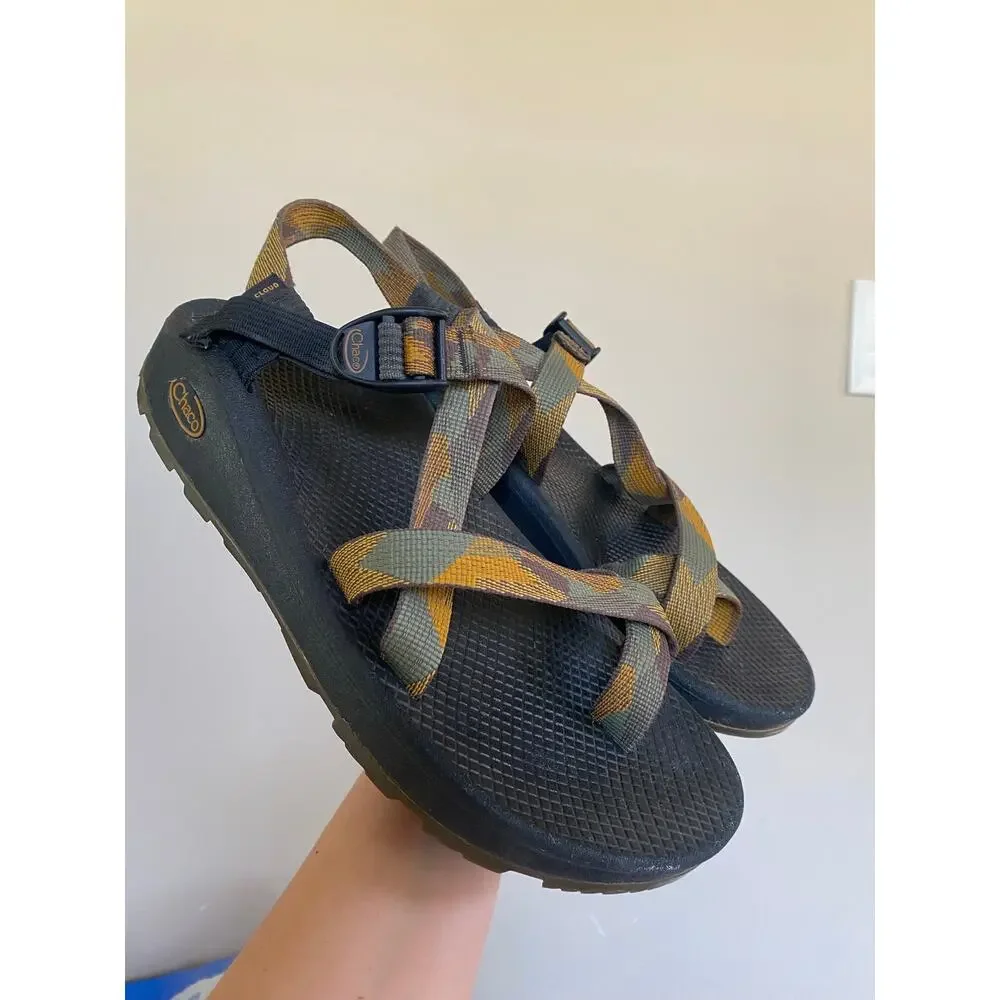 Chaco Mens Z Cloud 2 Toe Loop Sport Sandal Rambling Gold Size 9 Wide